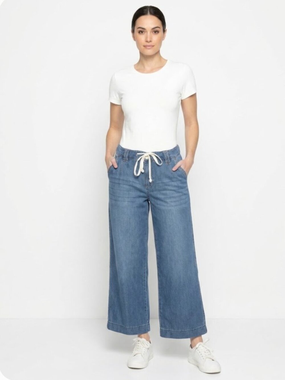 NWT Democracy AbTechnology Drawstring Wide Leg Crop Jeans - High Rise SZ-8